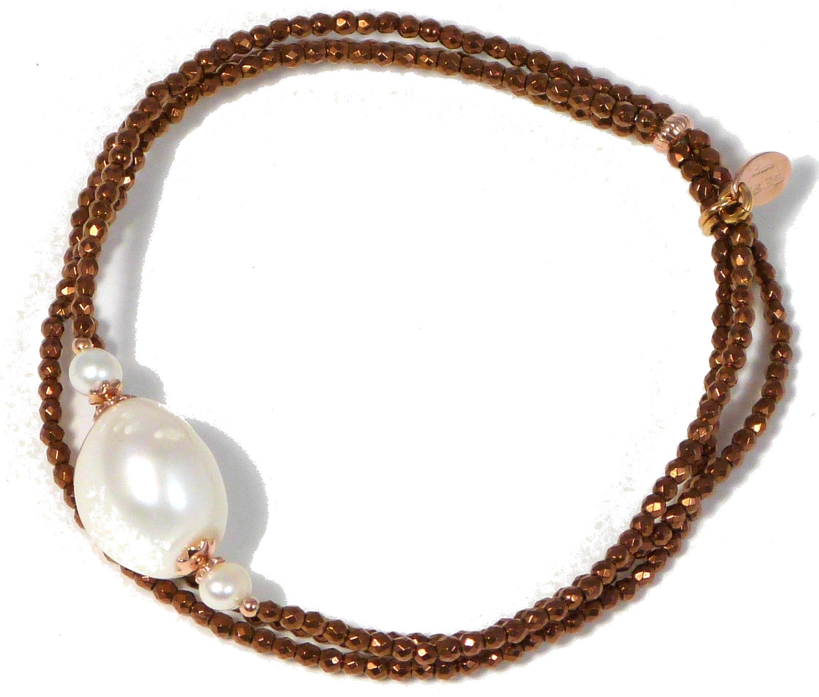 bracciale agata bronzo e perle
