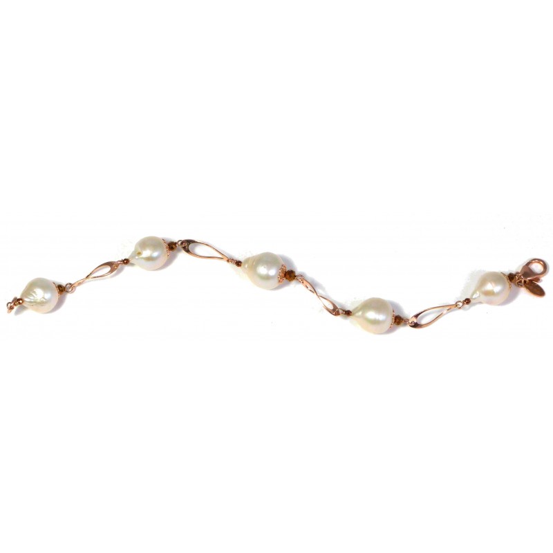 bracciale perle e agata bronzo
