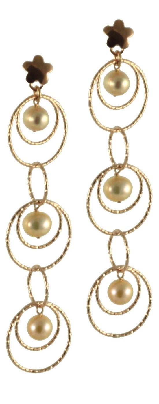Earrings silver chain and rose fresh water pearls