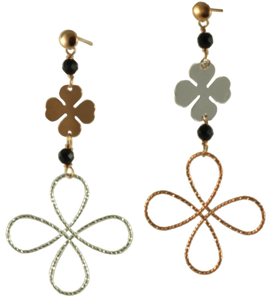 Earrings onyx and silver elements