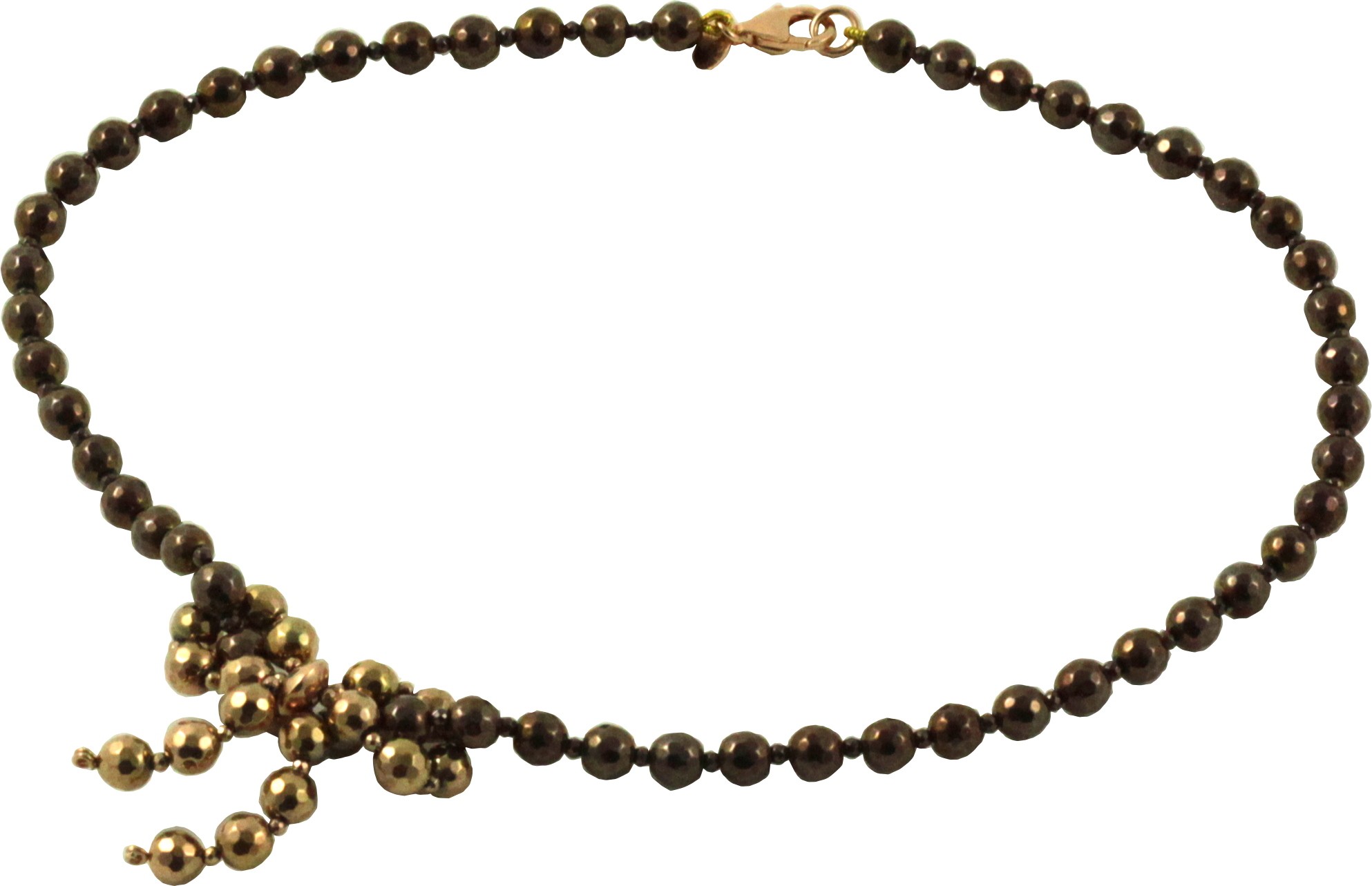 Girocollo ematite placcata rutenio con fiocco ematite placcata oro rosa