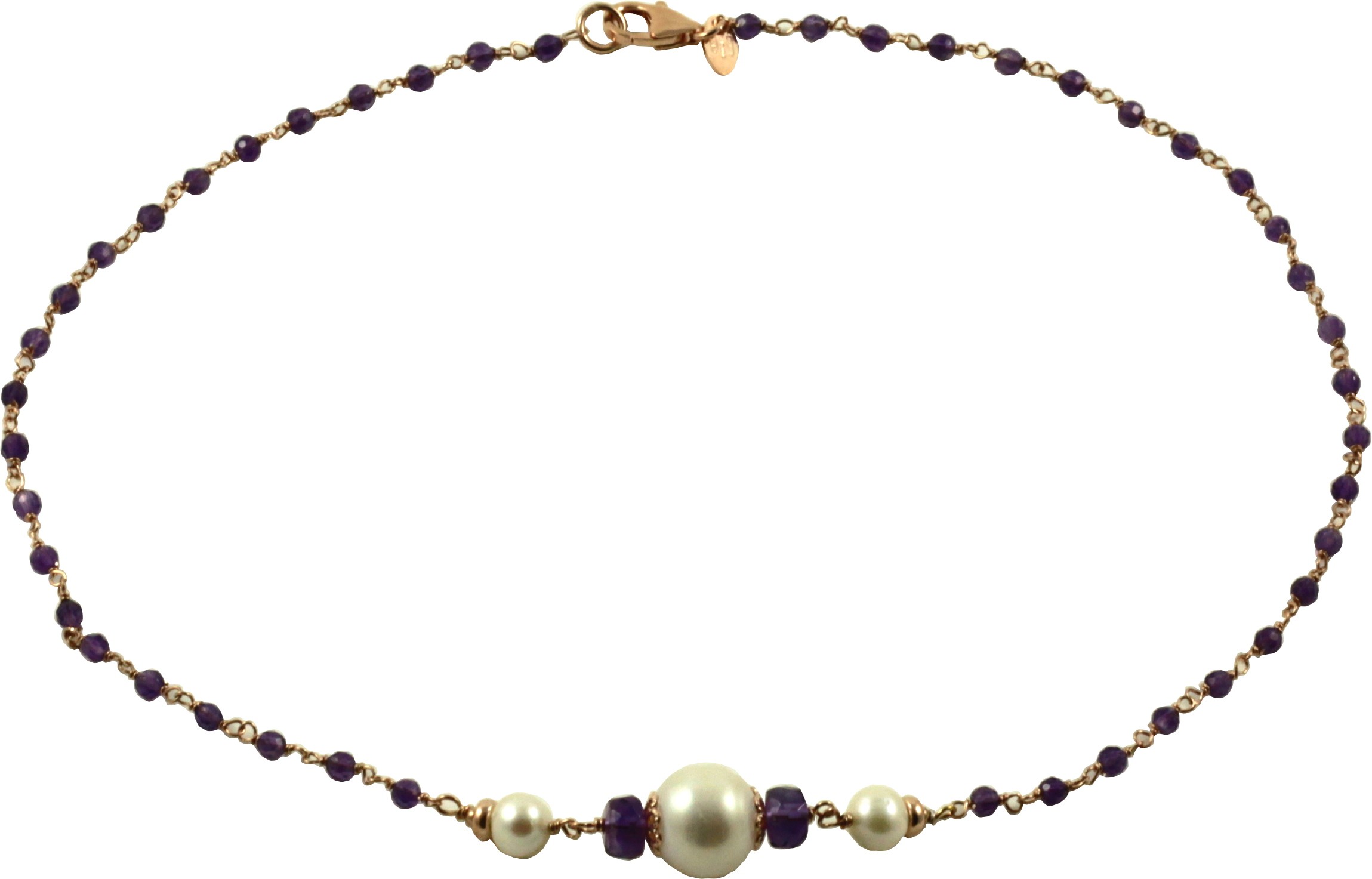 Amethyst chained necklace and fresh water pearls
