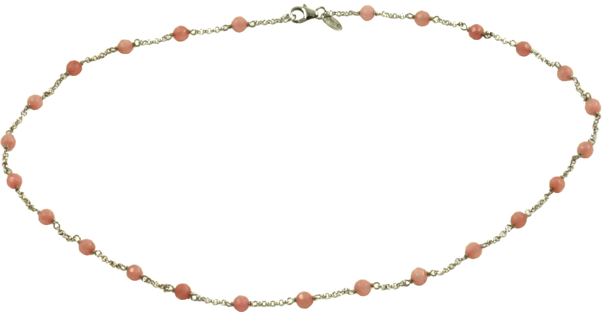 Minimal choker with rodonite and 925 rhodiated silver chain