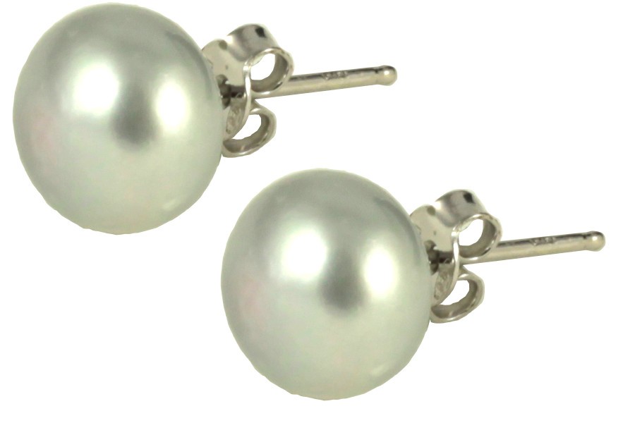 Lobe basic earrings with 10mm light grey pearls
