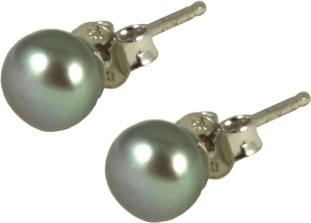 Lobe basic earrings with 6mm light grey pearls