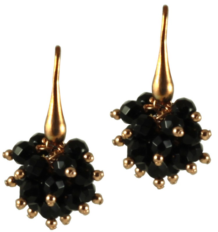 Orecchini minimal ponpon agata nera. Realizzabili anche con clip