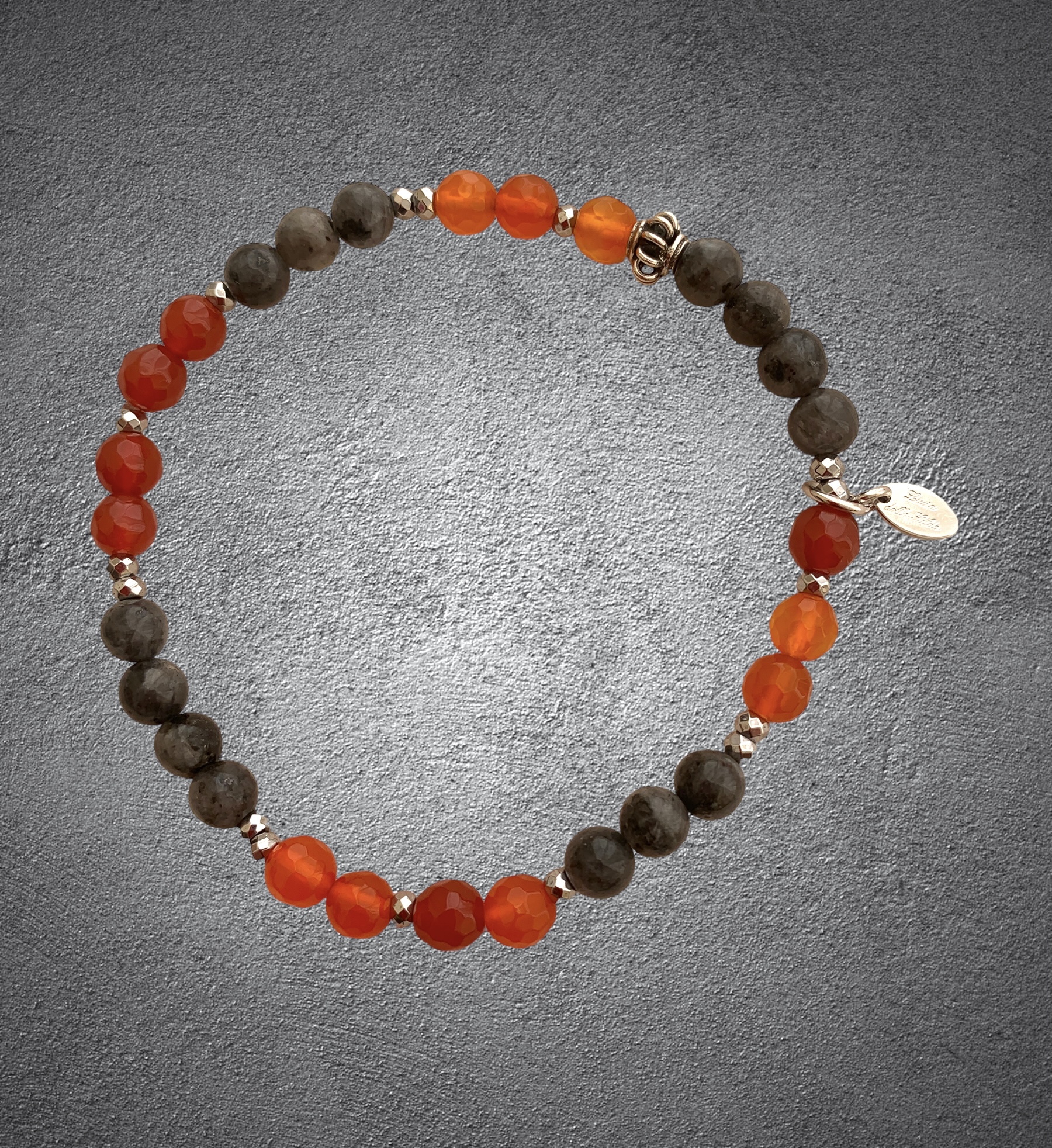 Bracciale da uomo in corniola e quarzo nuvoloso