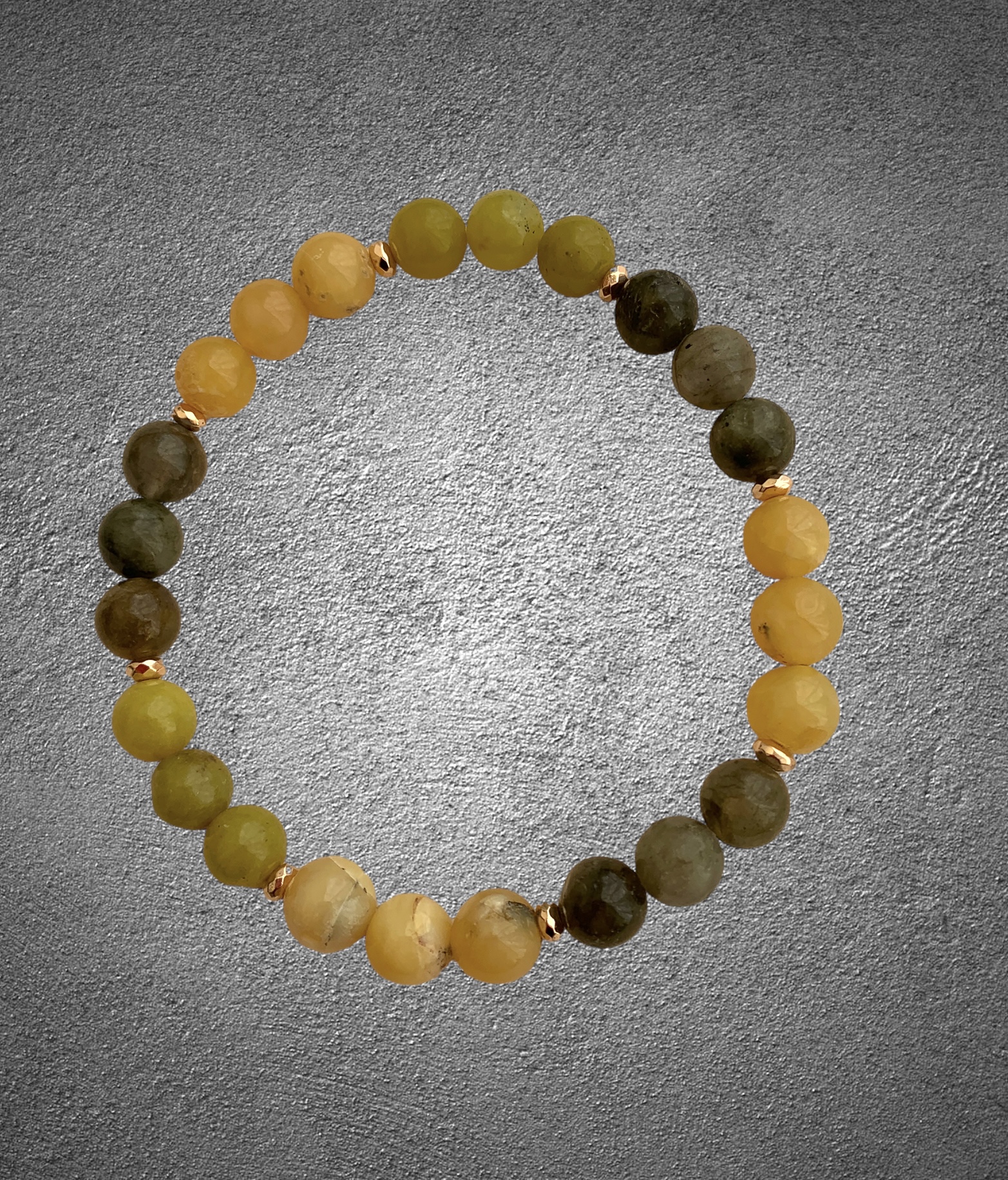 Bracciale da uomo in serpentino giallo e verde