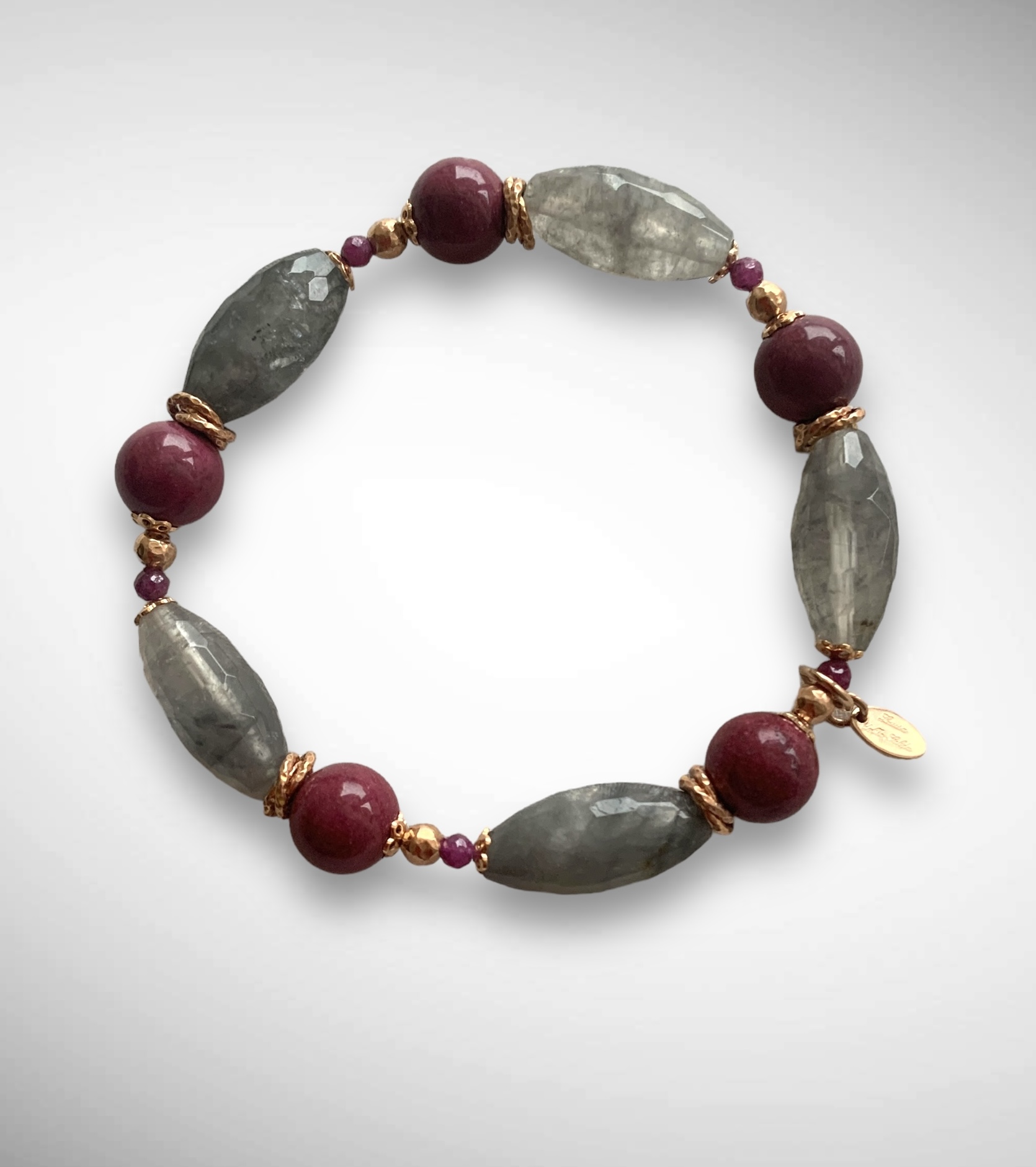 Bracciale in quarzo nuvoloso e rodonite