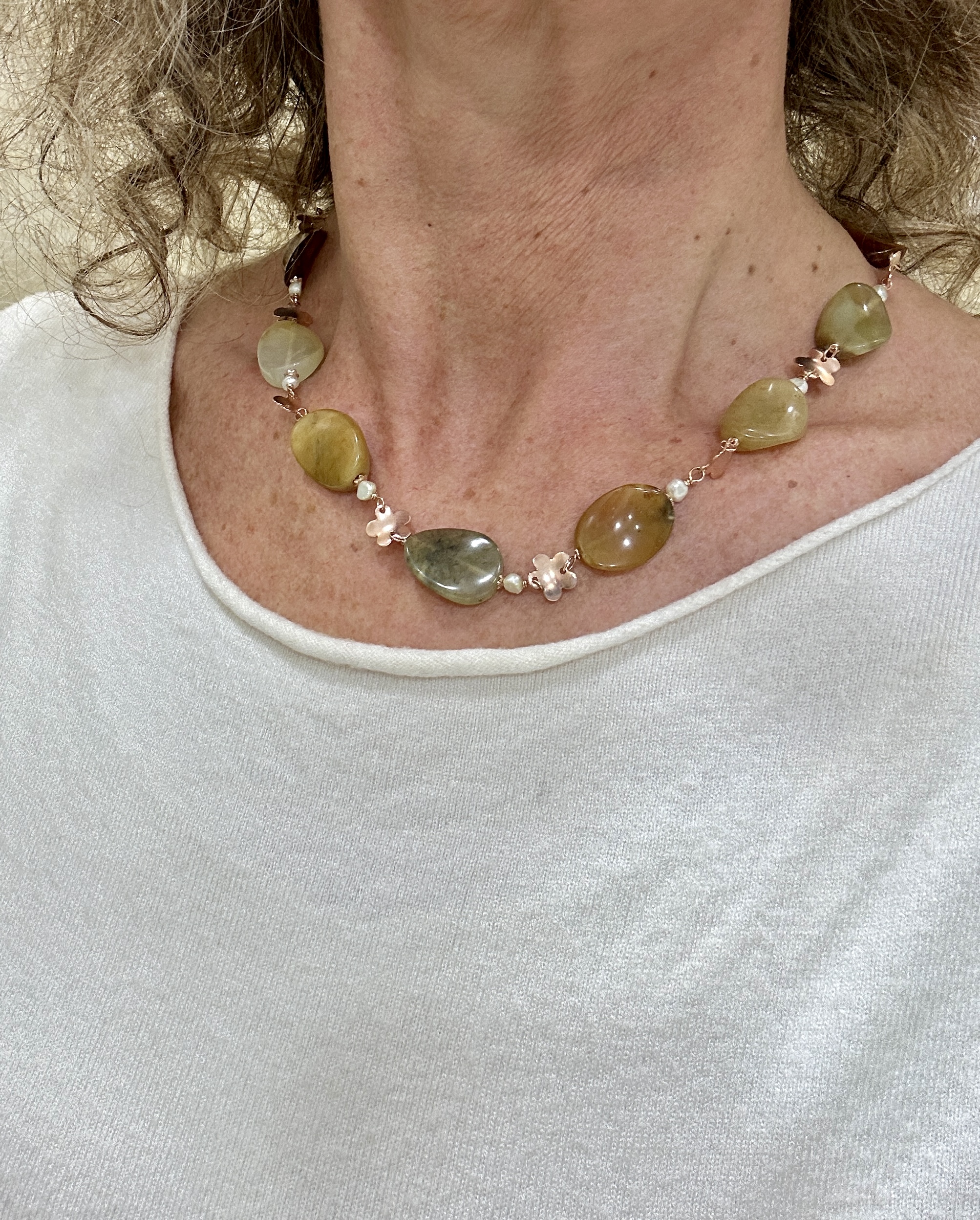 Girocollo in giada verde e marrone