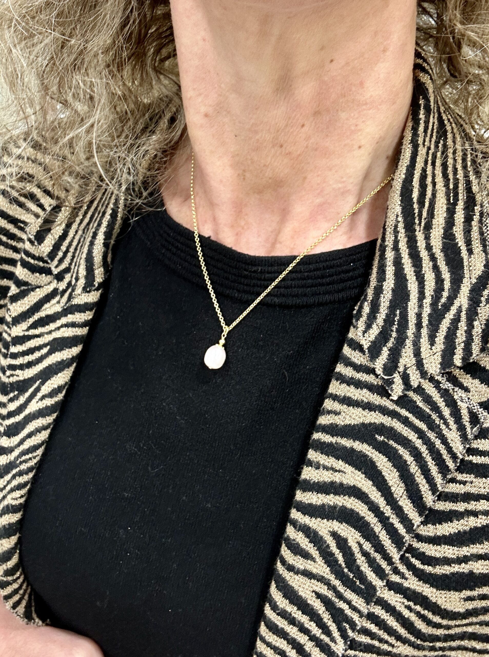 Girocollo catenina argento placcato oro giallo con ciondolo perla bianca