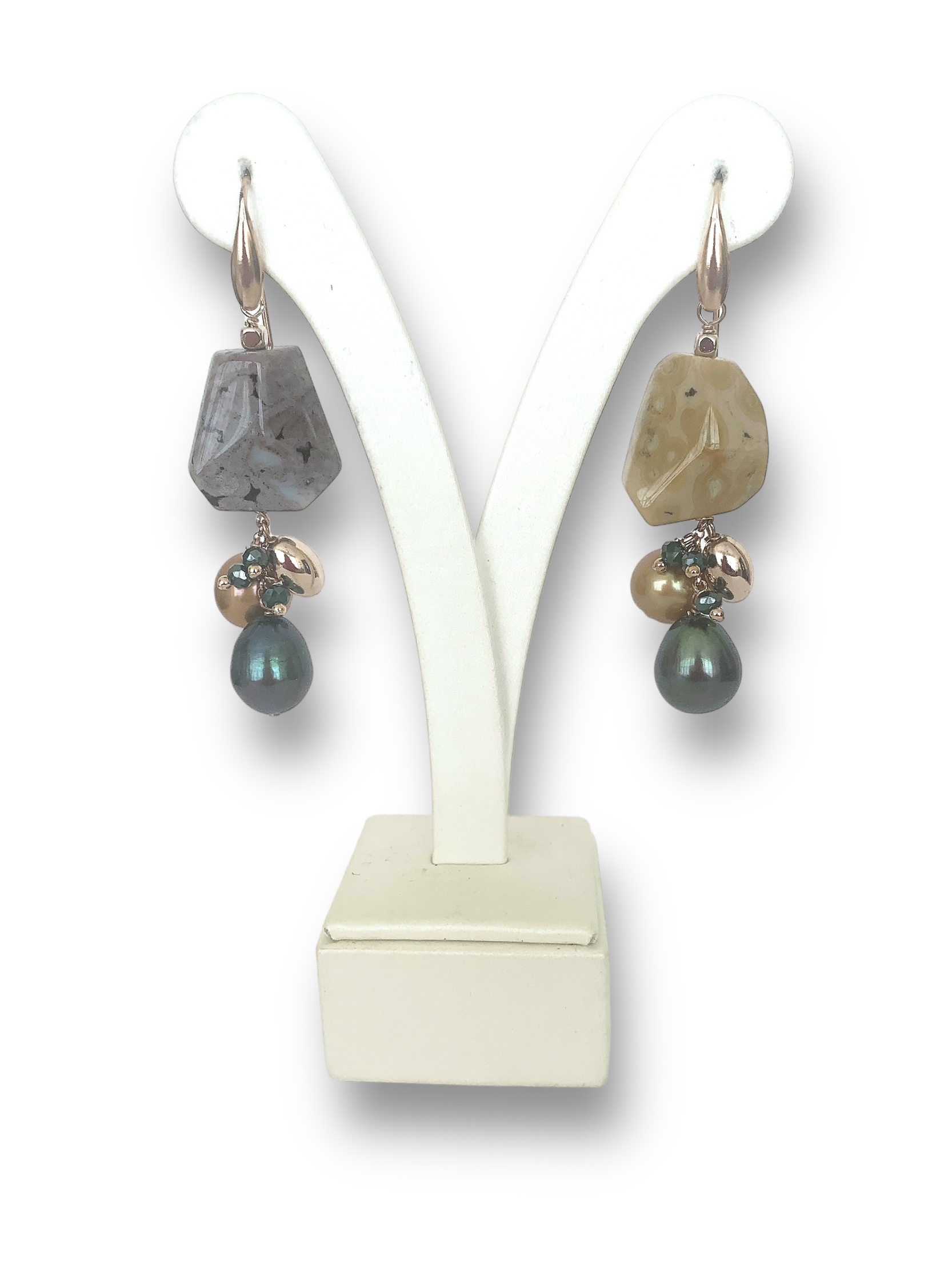 Orecchini in ocean jasper e perle