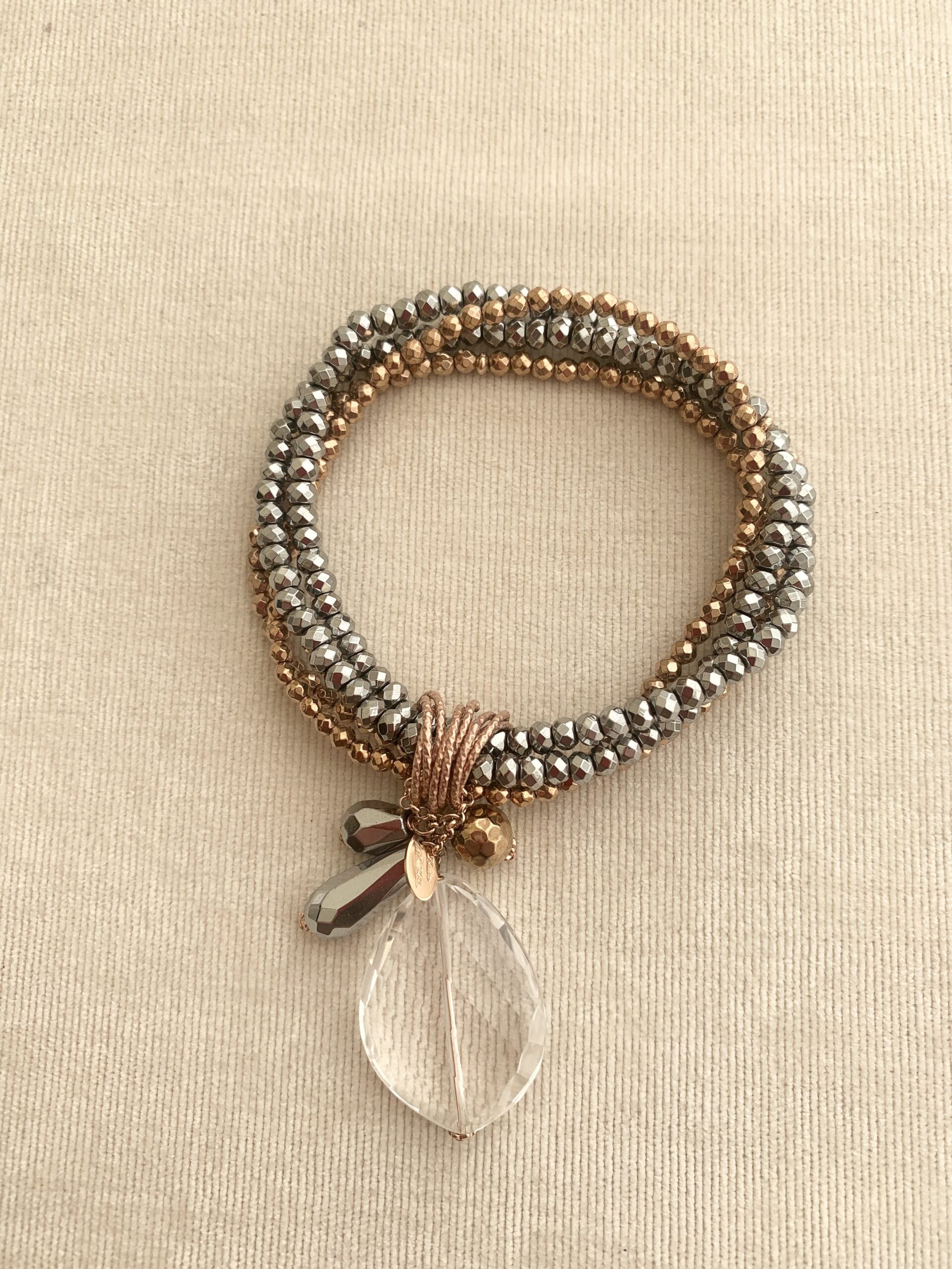 Bracciale in ematite naturale, rodiata e rosa