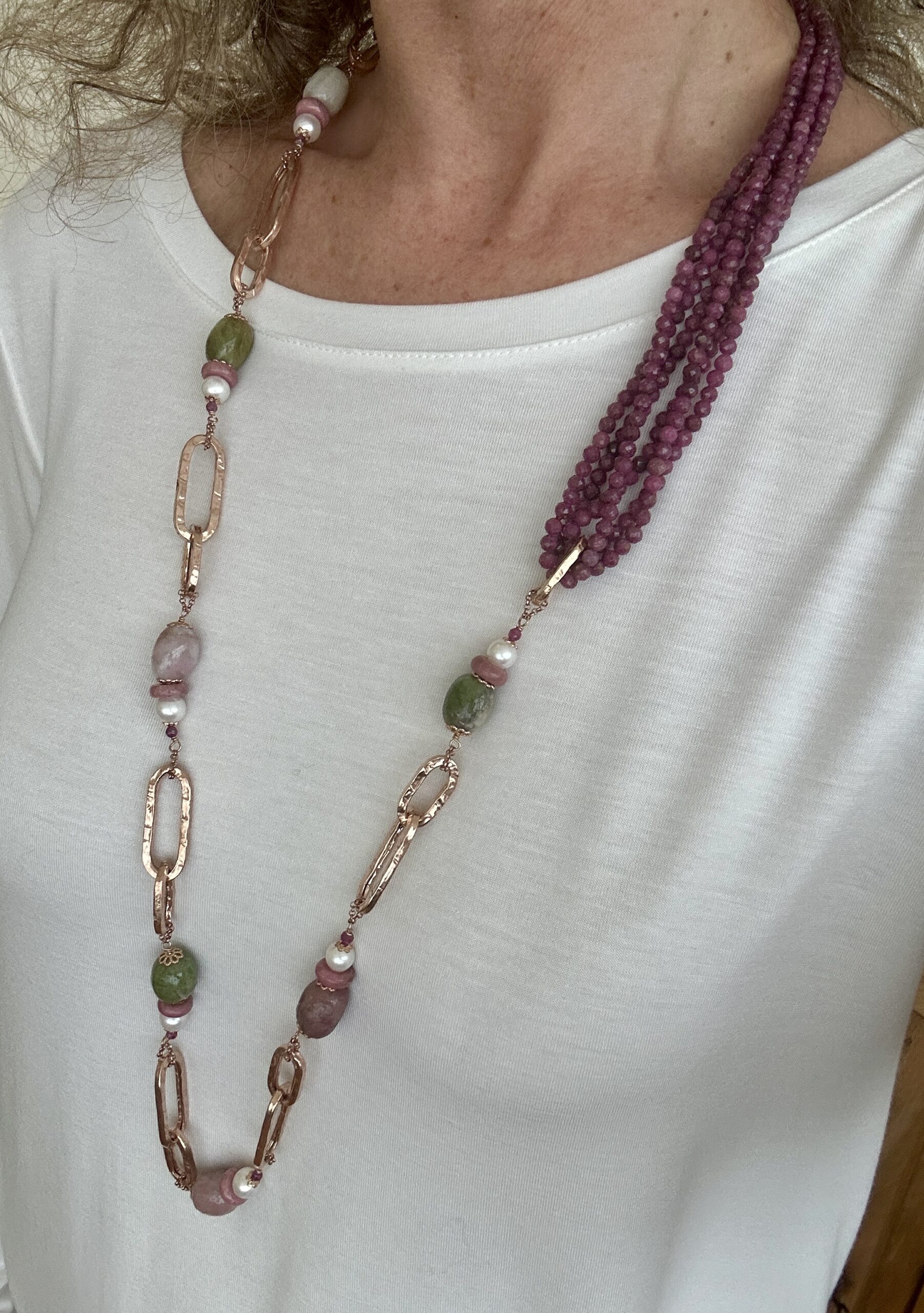 Collana in tormaline e rubino