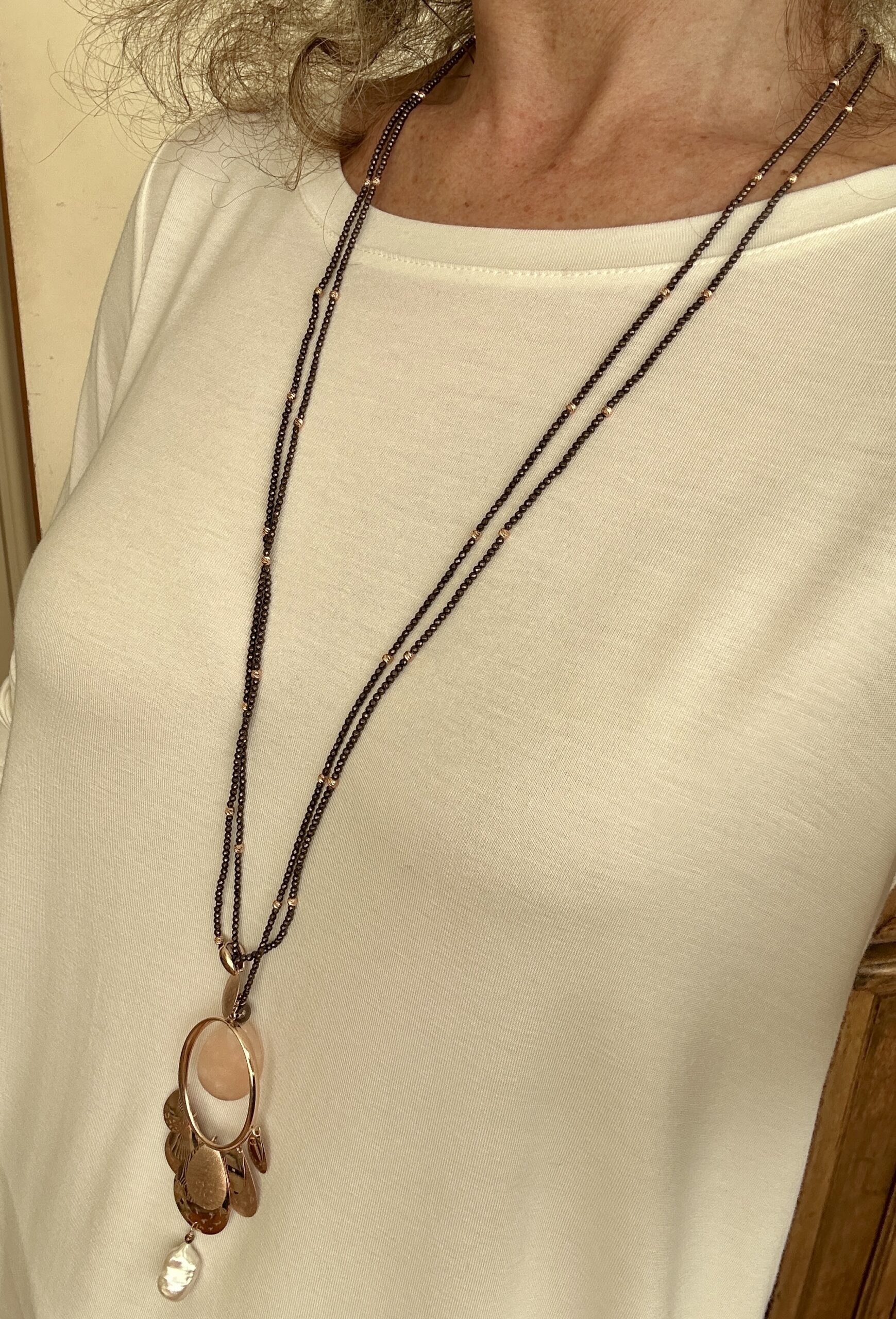 Collana a 2 fili in ematite coffee