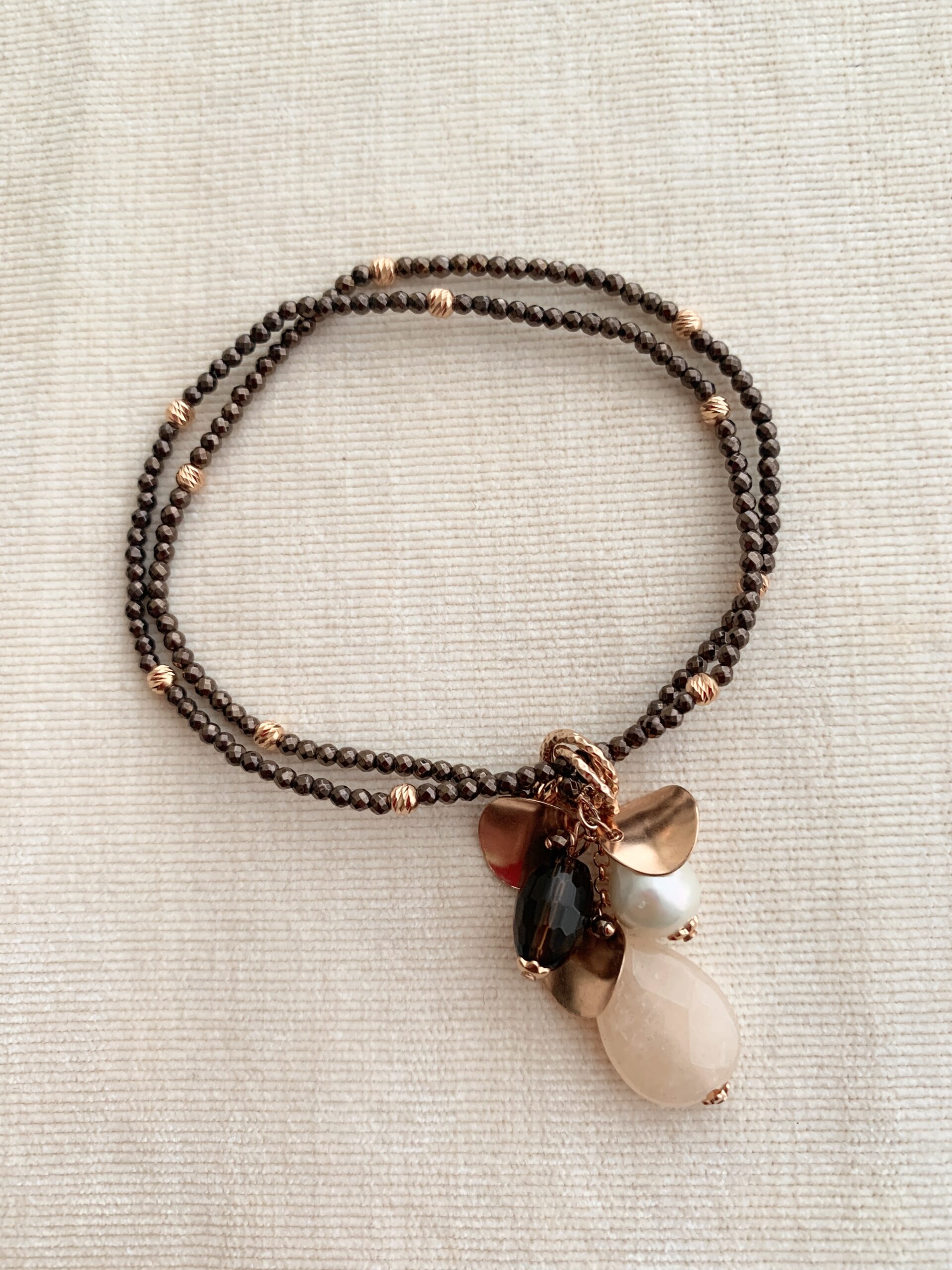 Bracciale a due fili in ematite coffee